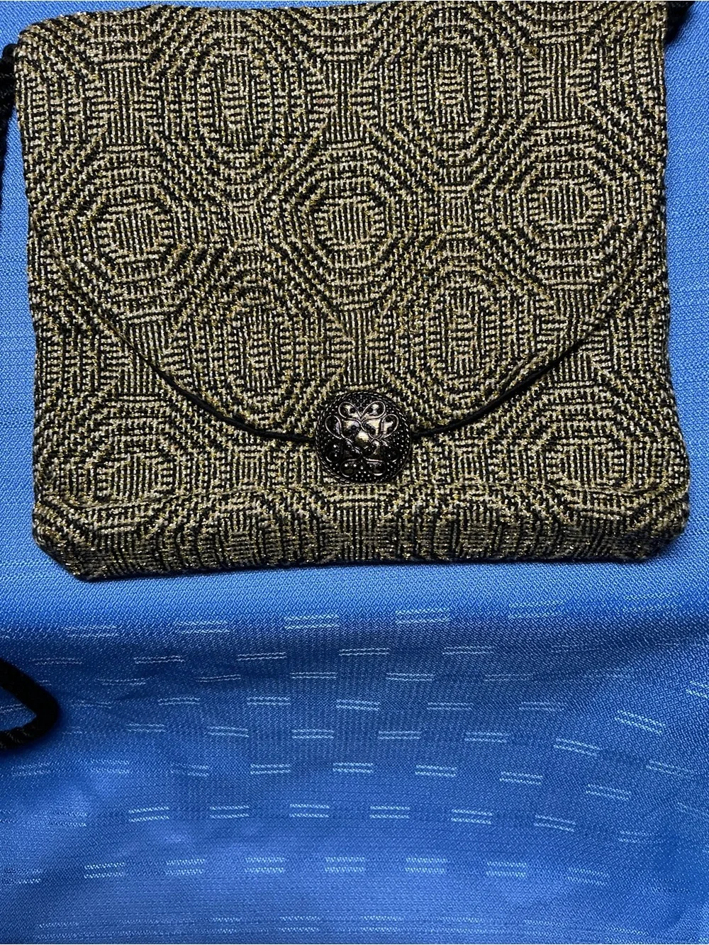 Textured gold Fold-Over bag with Decorative Button